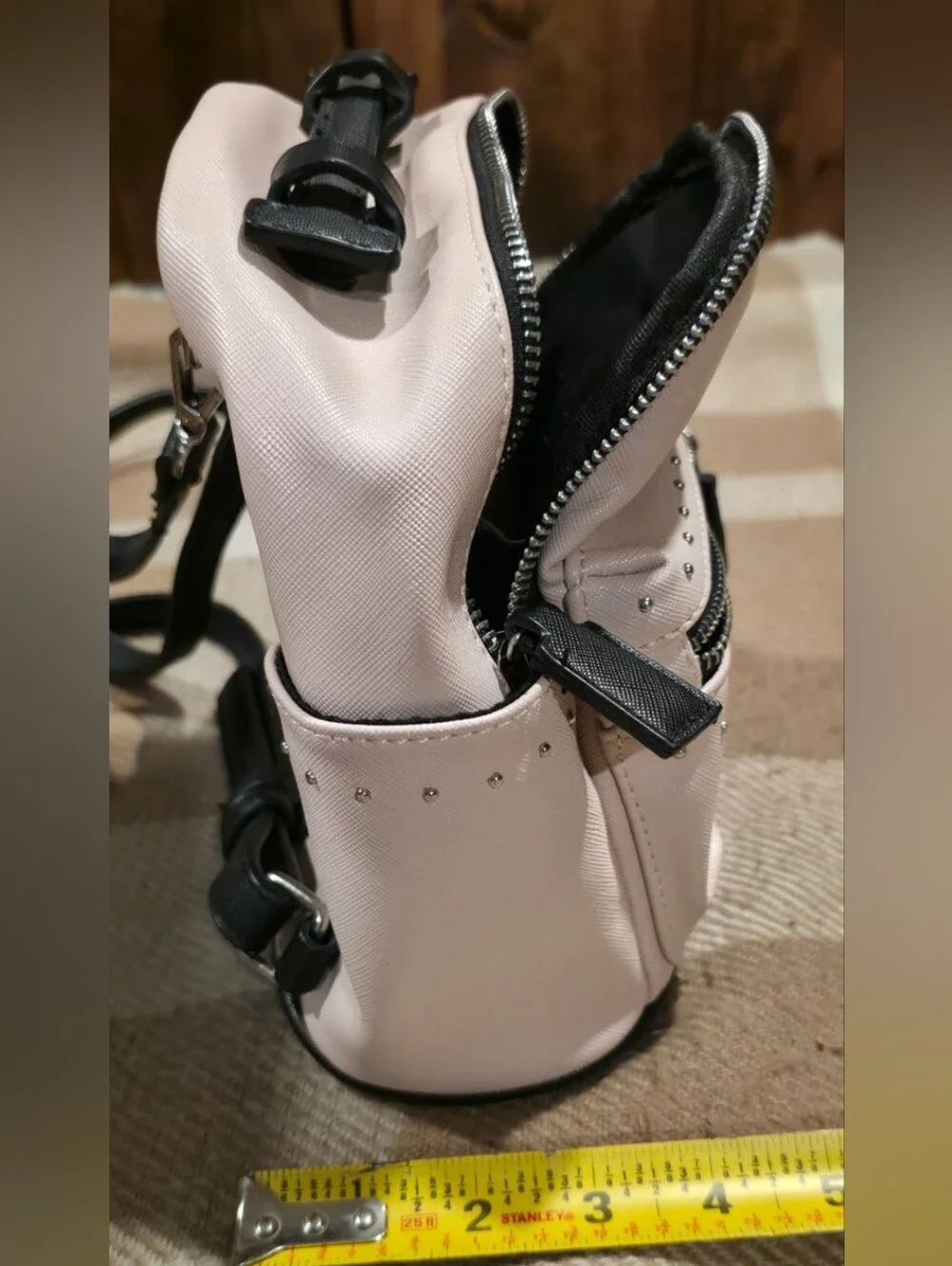 Blush Pink Mini Backpack with Stud Accents - Compact Everyday Pack